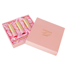 טען תמונה למציג הגלריה, &#39;Vintage with a Twist&#39; - 3 Lipsticks Box Set with FREE Brush!
