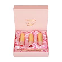 טען תמונה למציג הגלריה, &#39;Vintage with a Twist&#39; - 3 Lipsticks Box Set with FREE Brush!
